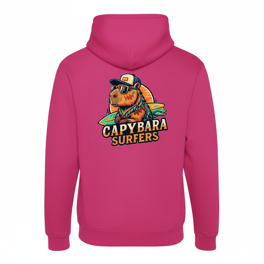Hoodie Original Capybara Surfers ® - Fucsia / Blue Navy