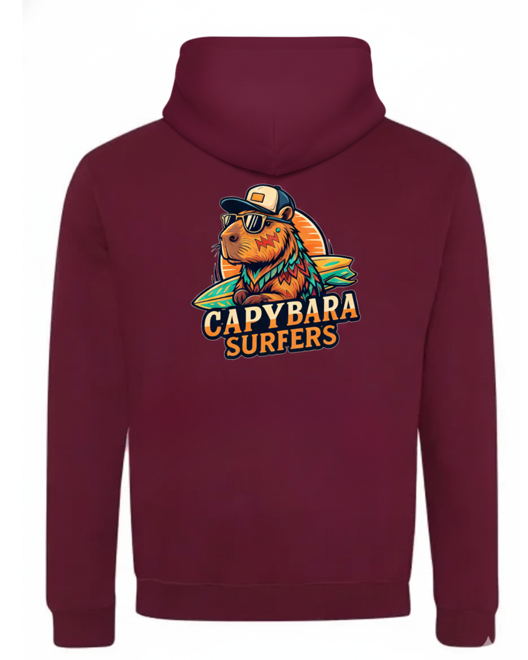 Hoodie Original Capybara Surfers ® - Bordeaux / Giallo Oro
