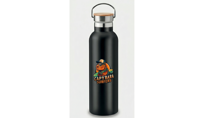 Borraccia Thermos Original Capybara Surfers ® – Black Edition (750 ml)