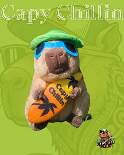 Peluche Mascotte Capybara Surfers - Capy Chillin