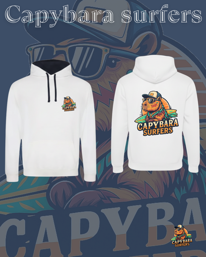 Hoodie Original Capybara Surfers ® - Bianco / Blue Navy