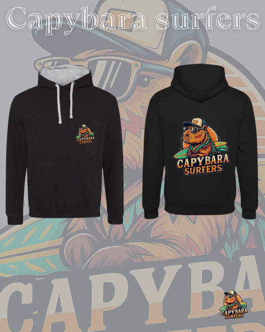 Hoodie Original Capybara Surfers ® - Nero / Grey