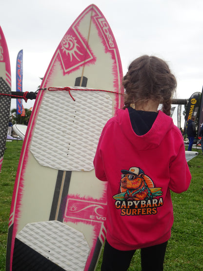 Hoodie KIDS Original Capybara Surfers ® - Fucsia / Blue Navy