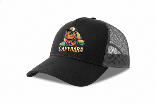 Cap Trucker Original Capybara Surfers ® - Nero / Grigio