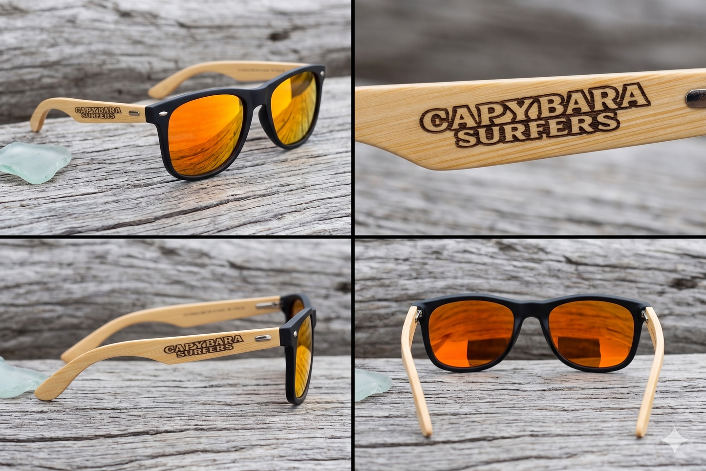 Occhiali da sole con aste in bambù Original Capybara Surfers ® - Orange