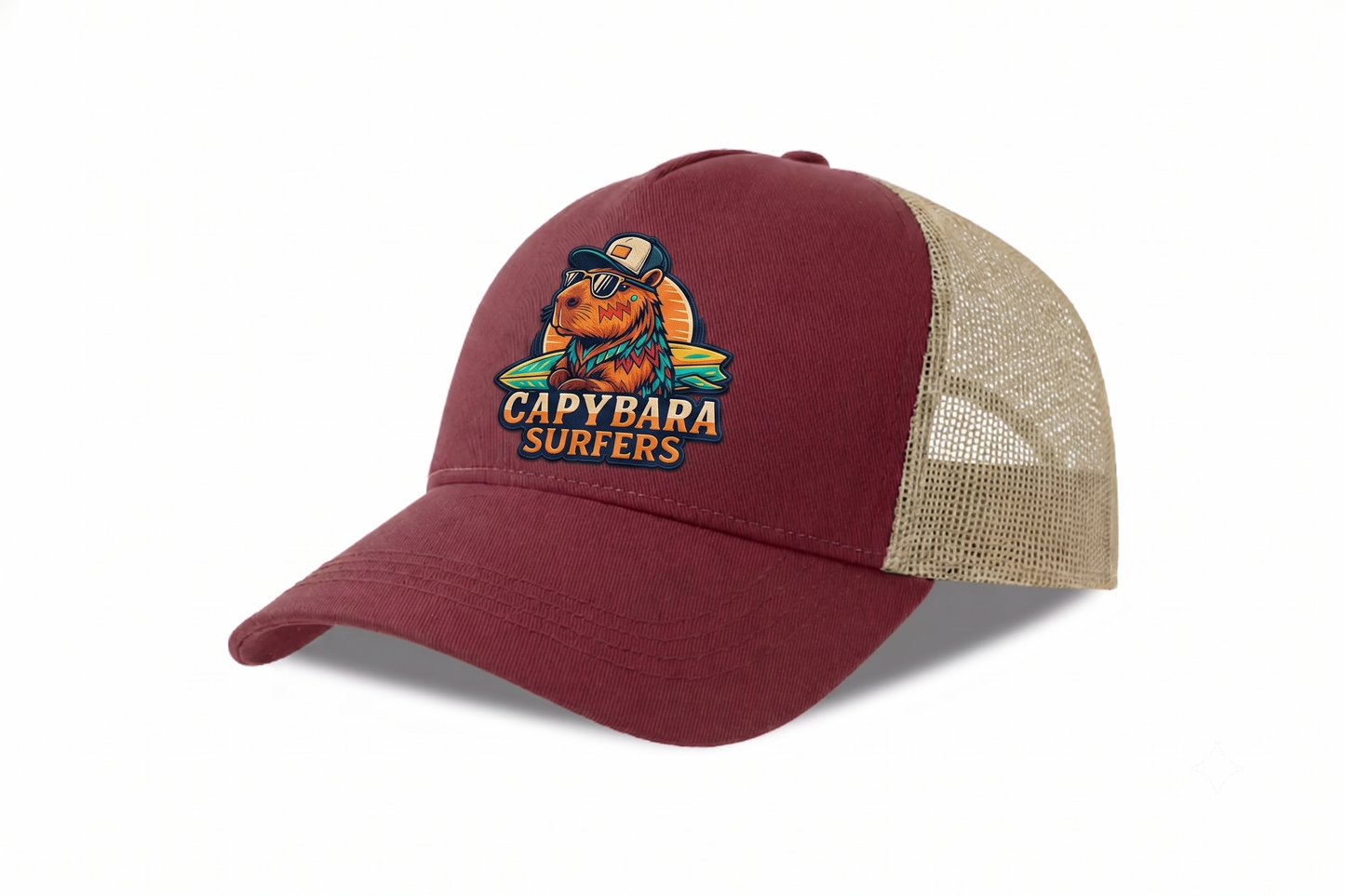 Cap Trucker Original Capybara Surfers ® - Bordeaux / Stone