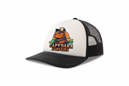 Cap KIDS Trucker Original Capybara Surfers ® - Bianco /Nero