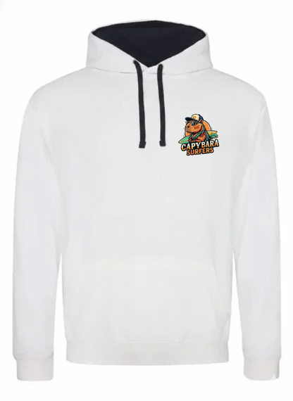 Hoodie Original Capybara Surfers ® - Bianco / Blue Navy