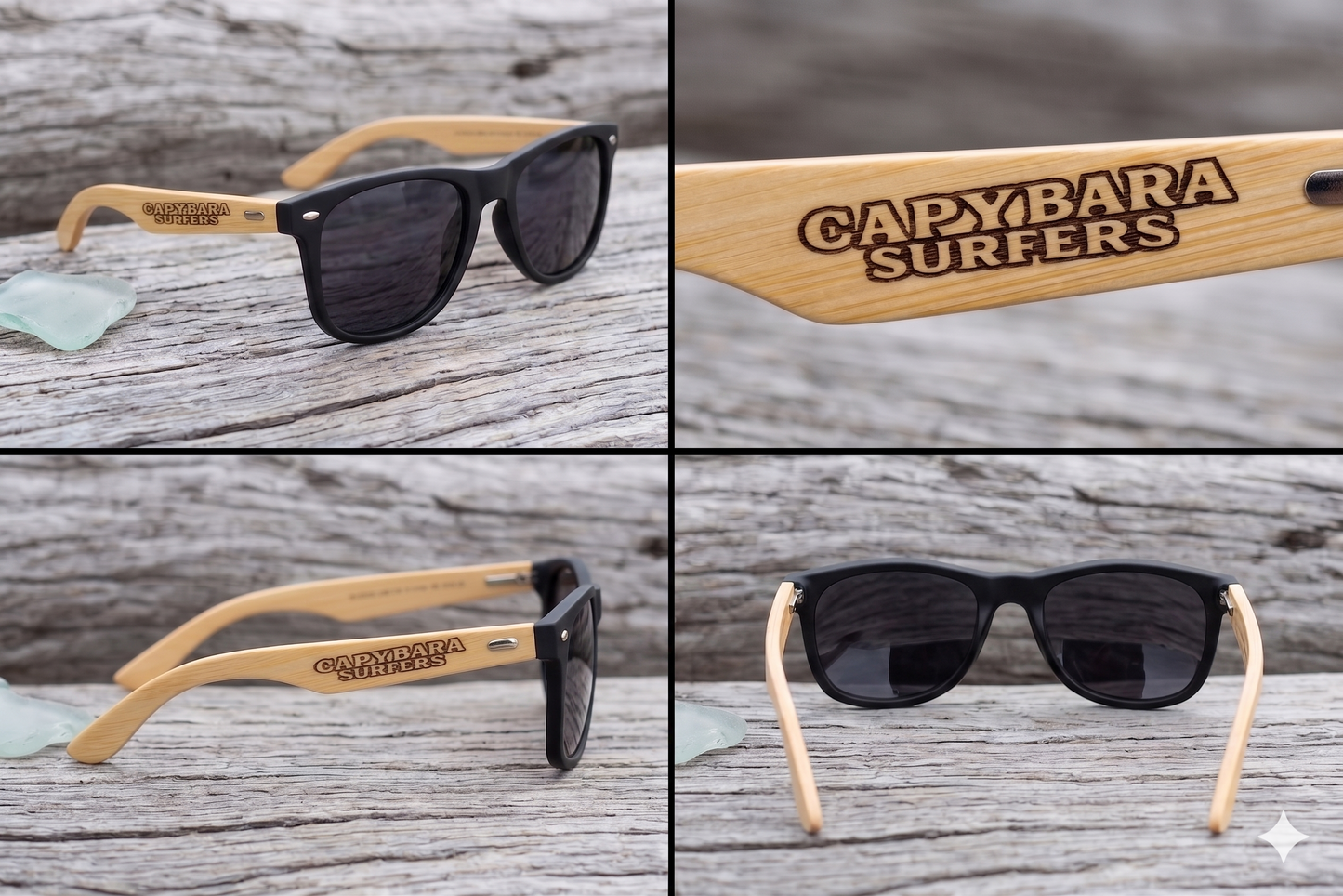 Occhiali da sole con aste in bambù Original Capybara Surfers ® - Black