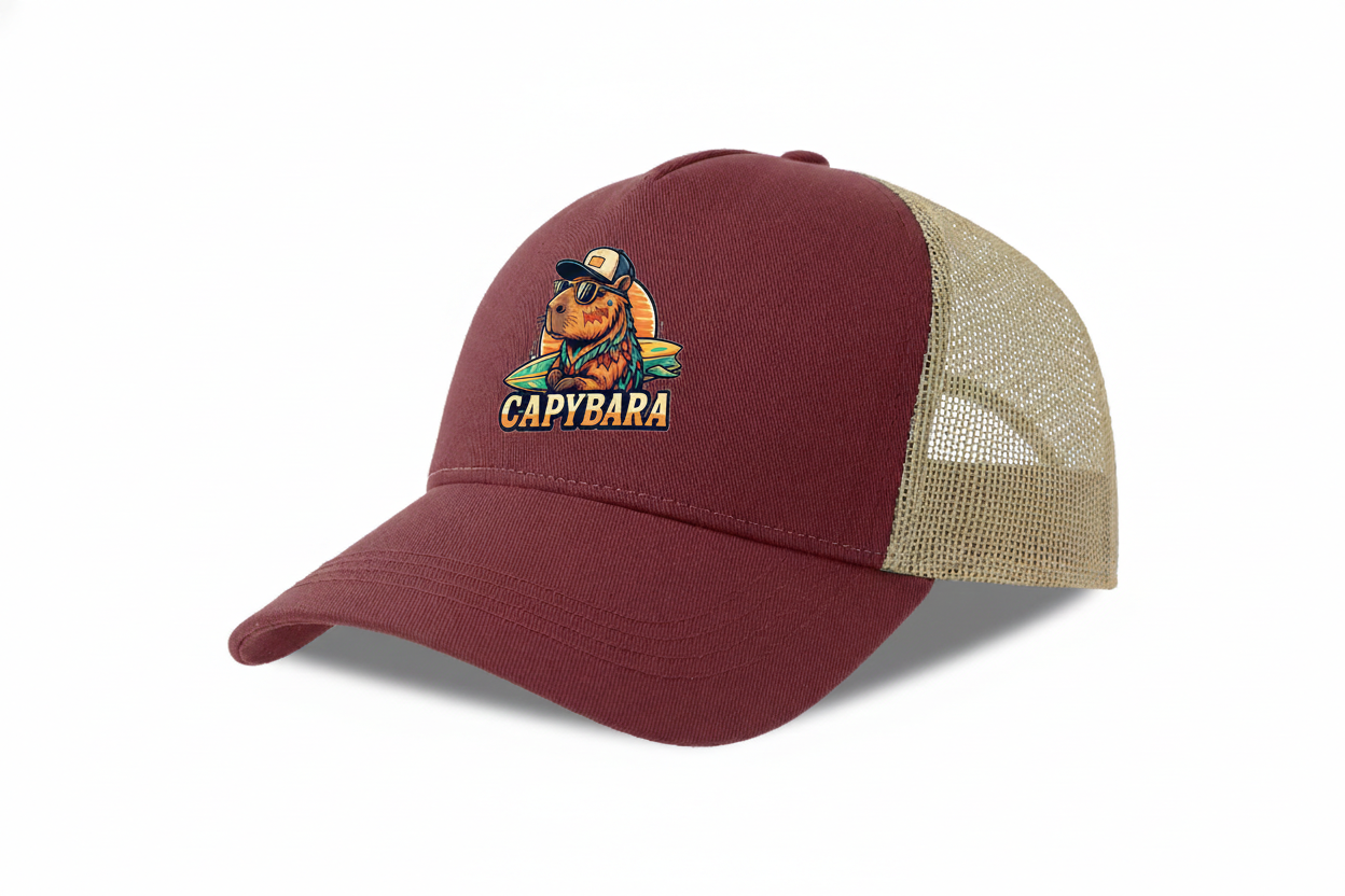 Cap Trucker Original Capybara Surfers ® - Bordeaux / Stone