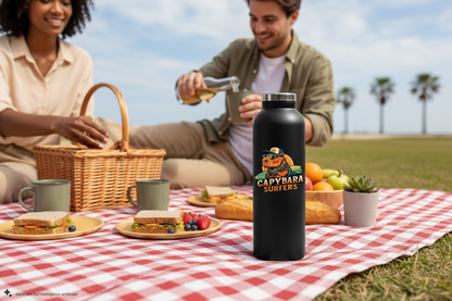 Borraccia Thermos Original Capybara Surfers ® – Black Edition (750 ml)
