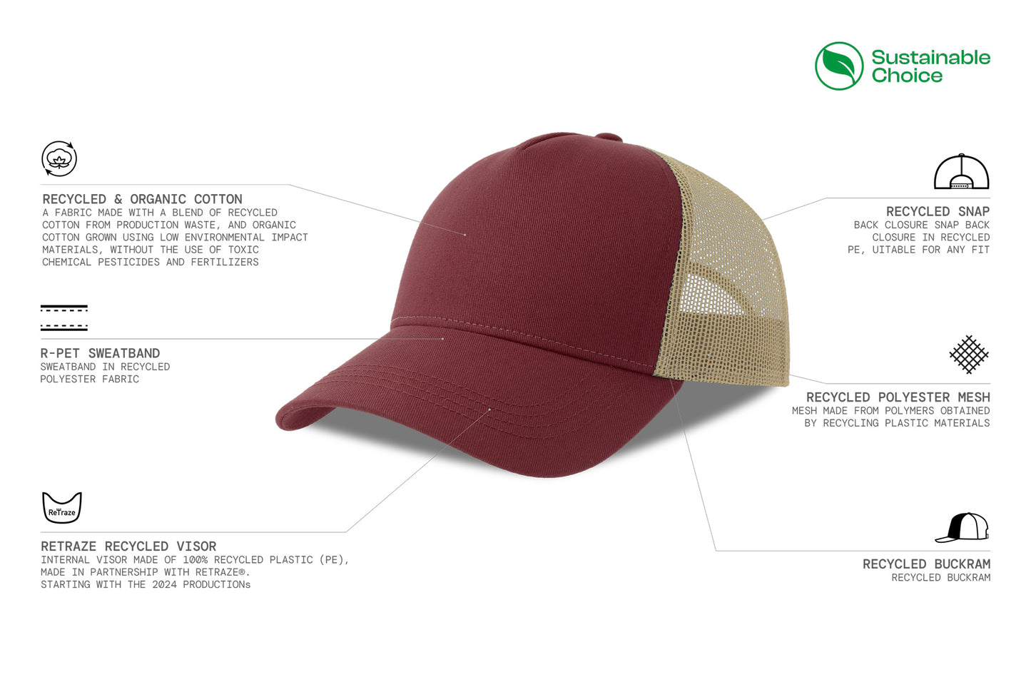 Cap Trucker Original Capybara Surfers ® - Bordeaux / Stone