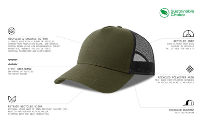 Cap Trucker Original Capybara Surfers ® - Verde Olive / Nero