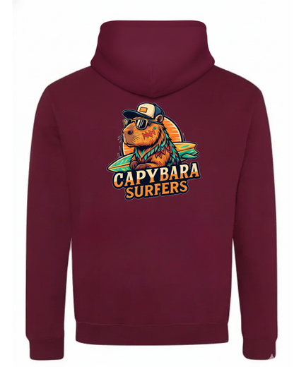 Hoodie Original Capybara Surfers ® - Bordeaux / Giallo Oro
